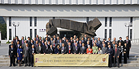 A group photo of leaders of higher learning from 14 countries and regions and members of CUHK staff taking part in the CUHK Golden Jubilee University Presidents’ Forum